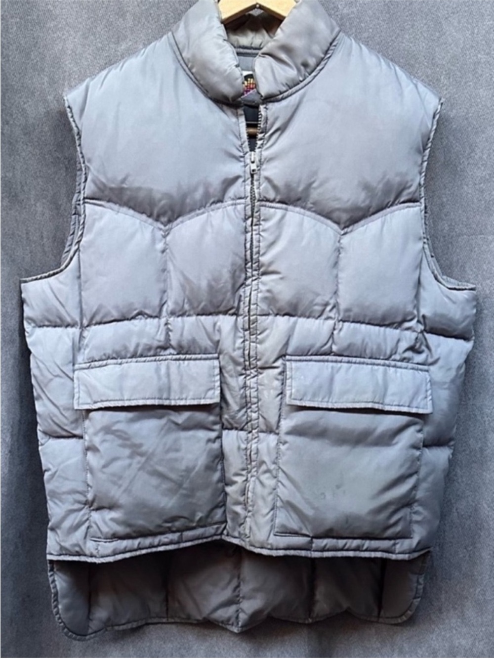 Vintage western goose down puffer vest Miller grey men’s large